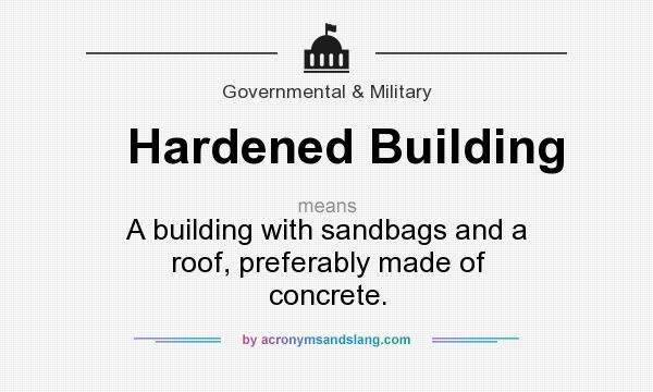 What does Hardened Building mean? It stands for A building with sandbags and a roof, preferably made of concrete.