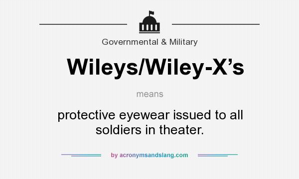 What does Wileys/Wiley-X’s mean? It stands for protective eyewear issued to all soldiers in theater.