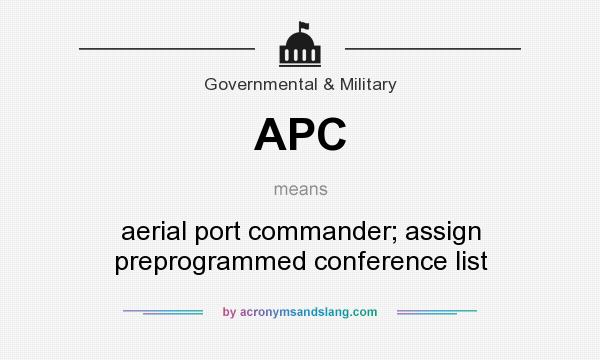 What does APC mean? It stands for aerial port commander; assign preprogrammed conference list