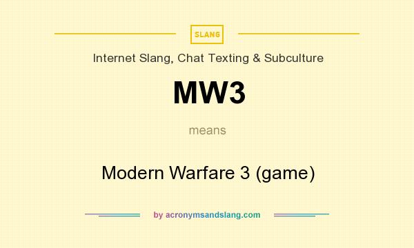 What does MW3 mean? It stands for Modern Warfare 3 (game)