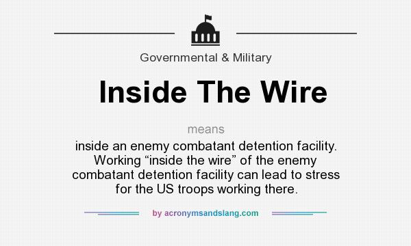 What does Inside The Wire mean? It stands for inside an enemy combatant detention facility. Working “inside the wire” of the enemy combatant detention facility can lead to stress for the US troops working there.