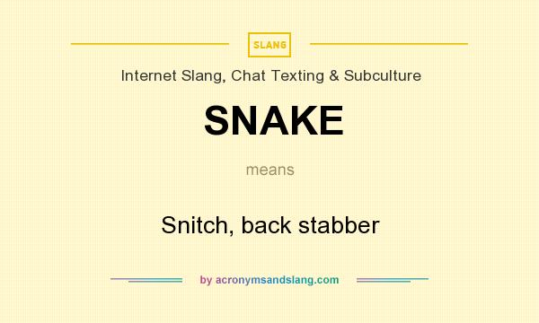 What does SNAKE mean? It stands for Snitch, back stabber