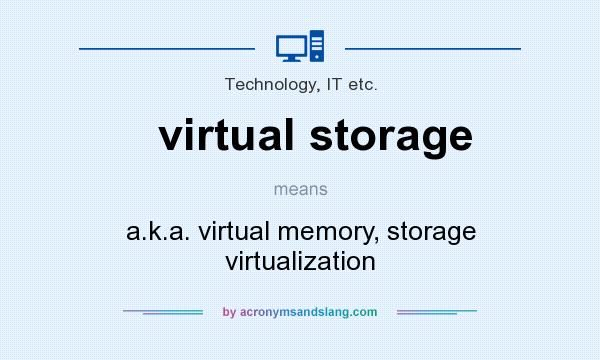 What does virtual storage mean? It stands for a.k.a. virtual memory, storage virtualization