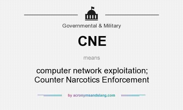 What does CNE mean? It stands for computer network exploitation; Counter Narcotics Enforcement