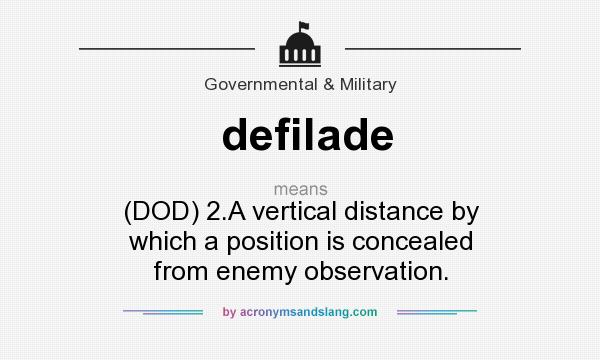 What does defilade mean? It stands for (DOD) 2.A vertical distance by which a position is concealed from enemy observation.