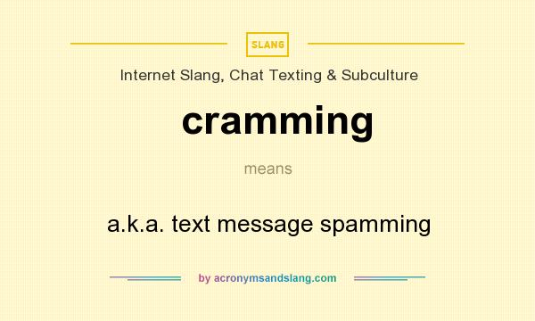 What does cramming mean? It stands for a.k.a. text message spamming