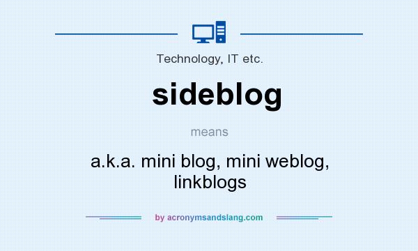 What does sideblog mean? It stands for a.k.a. mini blog, mini weblog, linkblogs