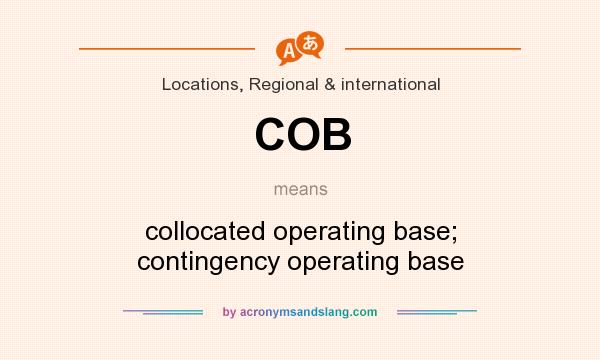 What does COB mean? It stands for collocated operating base; contingency operating base
