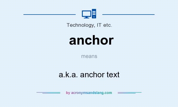 What does anchor mean? It stands for a.k.a. anchor text