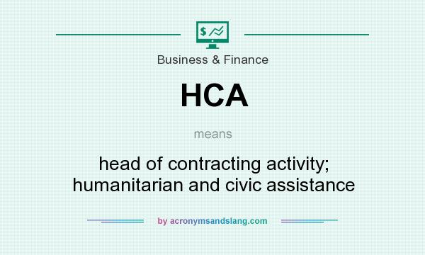 What does HCA mean? It stands for head of contracting activity; humanitarian and civic assistance