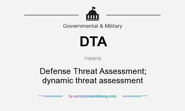 What does DTA mean? It stands for Defense Threat Assessment; dynamic threat assessment