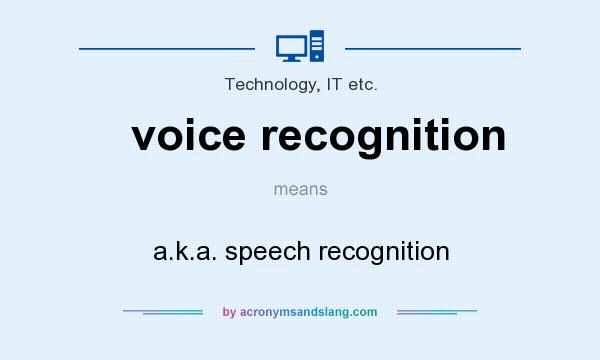What does voice recognition mean? It stands for a.k.a. speech recognition