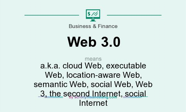 What does Web 3.0 mean? It stands for a.k.a. cloud Web, executable Web, location-aware Web, semantic Web, social Web, Web 3, the second Internet, social Internet