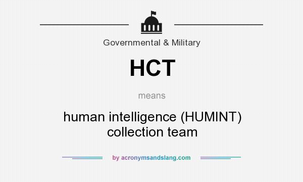 What does HCT mean? It stands for human intelligence (HUMINT) collection team