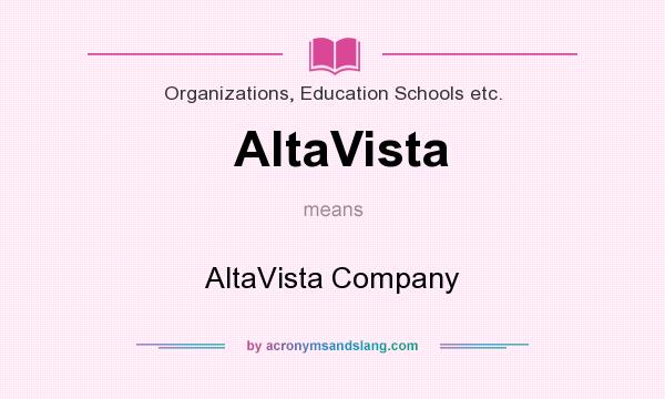 What does AltaVista mean? It stands for AltaVista Company
