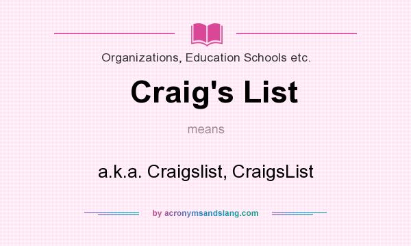 What does Craig`s List mean? It stands for a.k.a. Craigslist, CraigsList