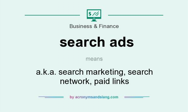 What does search ads mean? It stands for a.k.a. search marketing, search network, paid links