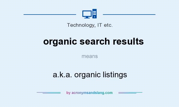 What does organic search results mean? It stands for a.k.a. organic listings