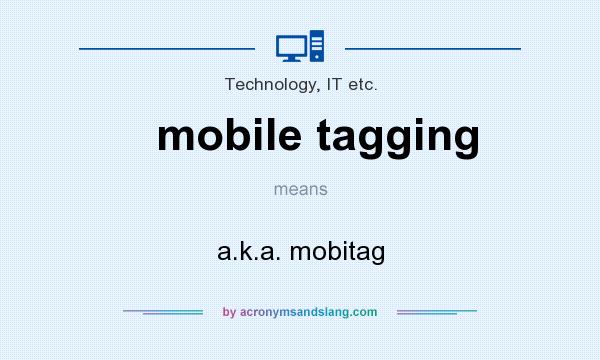What does mobile tagging mean? It stands for a.k.a. mobitag