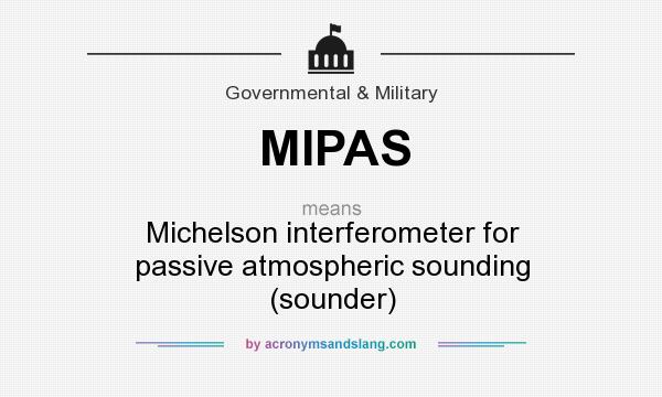 What does MIPAS mean? It stands for Michelson interferometer for passive atmospheric sounding (sounder)