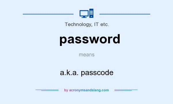 What does password mean? It stands for a.k.a. passcode