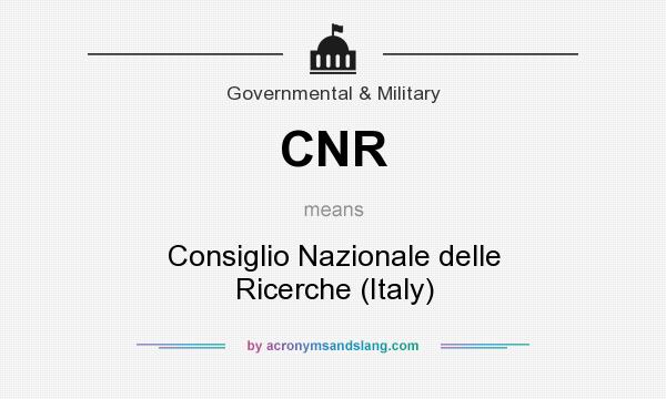 What does CNR mean? It stands for Consiglio Nazionale delle Ricerche (Italy)