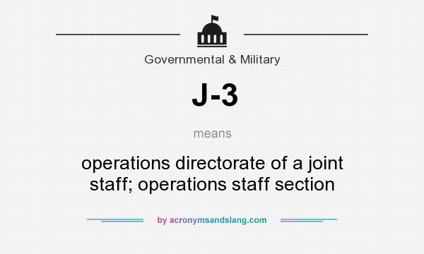 What does J-3 mean? It stands for operations directorate of a joint staff; operations staff section