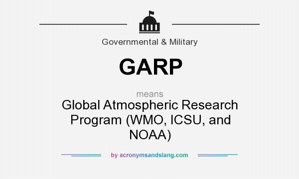 What does GARP mean? It stands for Global Atmospheric Research Program (WMO, ICSU, and NOAA)