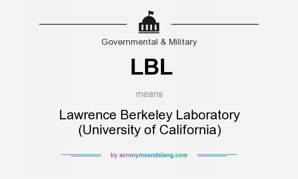 What does LBL mean? It stands for Lawrence Berkeley Laboratory (University of California)