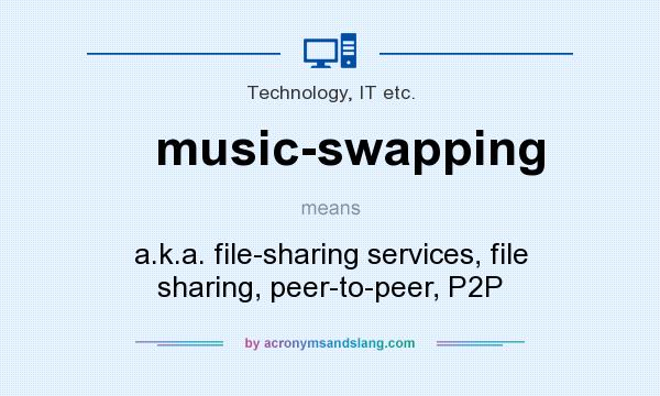 What does music-swapping mean? It stands for a.k.a. file-sharing services, file sharing, peer-to-peer, P2P