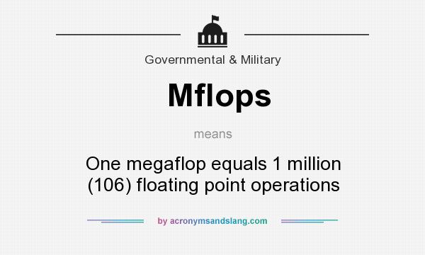 What does Mflops mean? It stands for One megaflop equals 1 million (106) floating point operations