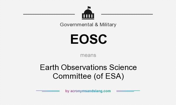 What does EOSC mean? It stands for Earth Observations Science Committee (of ESA)
