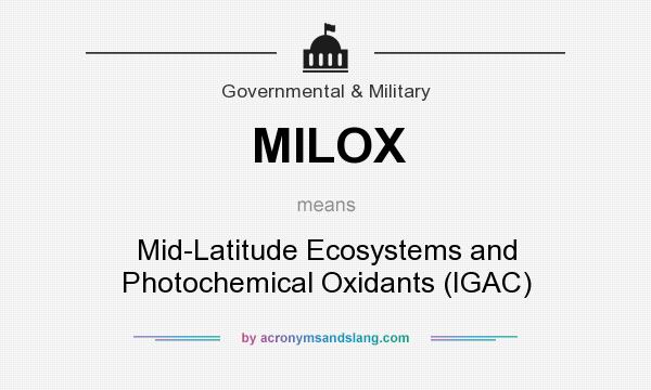 What does MILOX mean? It stands for Mid-Latitude Ecosystems and Photochemical Oxidants (IGAC)