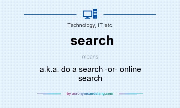 What does search mean? It stands for a.k.a. do a search -or- online search