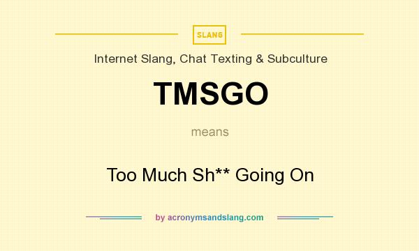 What does TMSGO mean? It stands for Too Much Sh** Going On