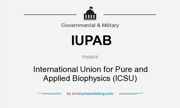 What does IUPAB mean? It stands for International Union for Pure and Applied Biophysics (ICSU)