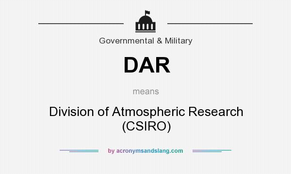 What does DAR mean? It stands for Division of Atmospheric Research (CSIRO)