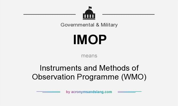 What does IMOP mean? It stands for Instruments and Methods of Observation Programme (WMO)