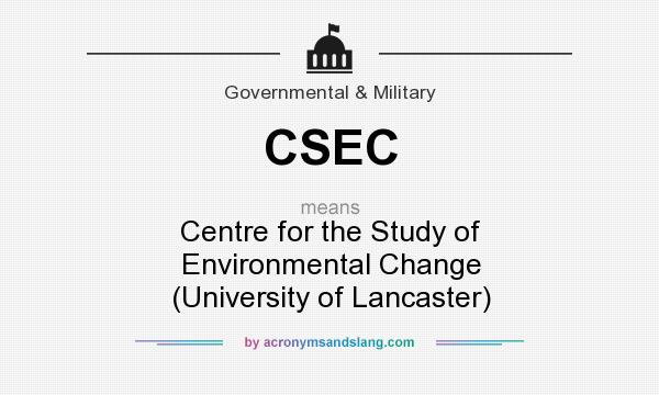 What does CSEC mean? It stands for Centre for the Study of Environmental Change (University of Lancaster)