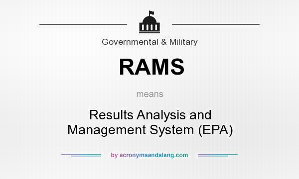 What does RAMS mean? It stands for Results Analysis and Management System (EPA)