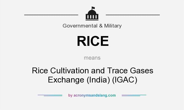 What does RICE mean? It stands for Rice Cultivation and Trace Gases Exchange (India) (IGAC)