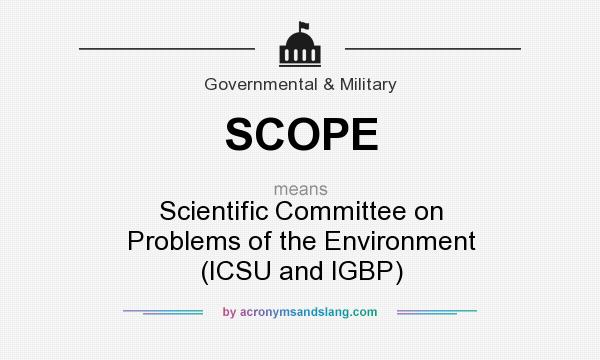What does SCOPE mean? It stands for Scientific Committee on Problems of the Environment (ICSU and IGBP)