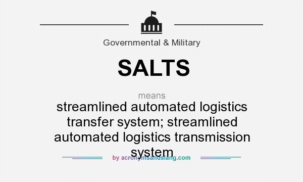 What does SALTS mean? It stands for streamlined automated logistics transfer system; streamlined automated logistics transmission system