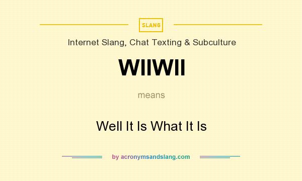 What does WIIWII mean? It stands for Well It Is What It Is