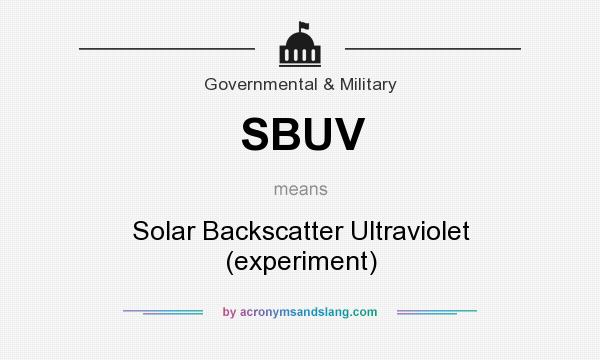 What does SBUV mean? It stands for Solar Backscatter Ultraviolet (experiment)