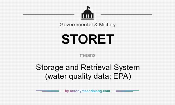 What does STORET mean? It stands for Storage and Retrieval System (water quality data; EPA)