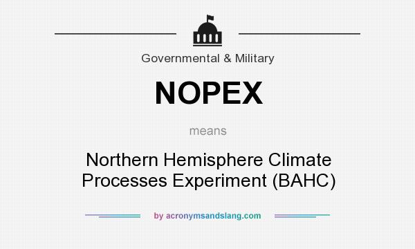 What does NOPEX mean? It stands for Northern Hemisphere Climate Processes Experiment (BAHC)