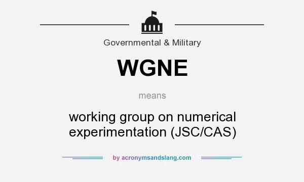 What does WGNE mean? It stands for working group on numerical experimentation (JSC/CAS)