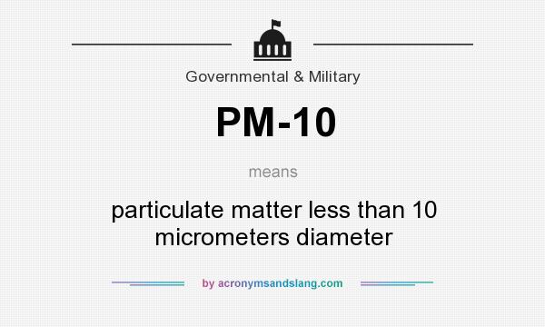 What does PM-10 mean? It stands for particulate matter less than 10 micrometers diameter