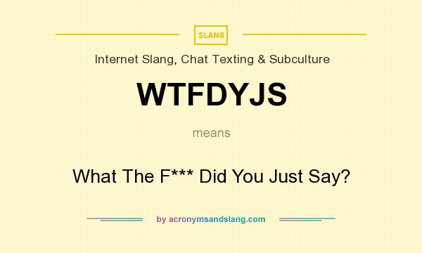 What does WTFDYJS mean? It stands for What The F*** Did You Just Say?